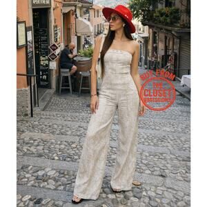 ZARA Blogger Favorite Linen Blend Wide Leg Jumpsuit NWT